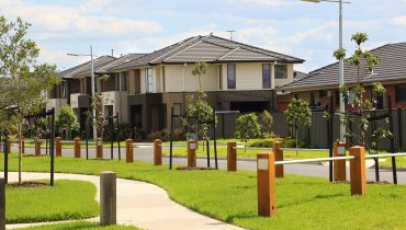 Modern houses in a suburban neighborhood