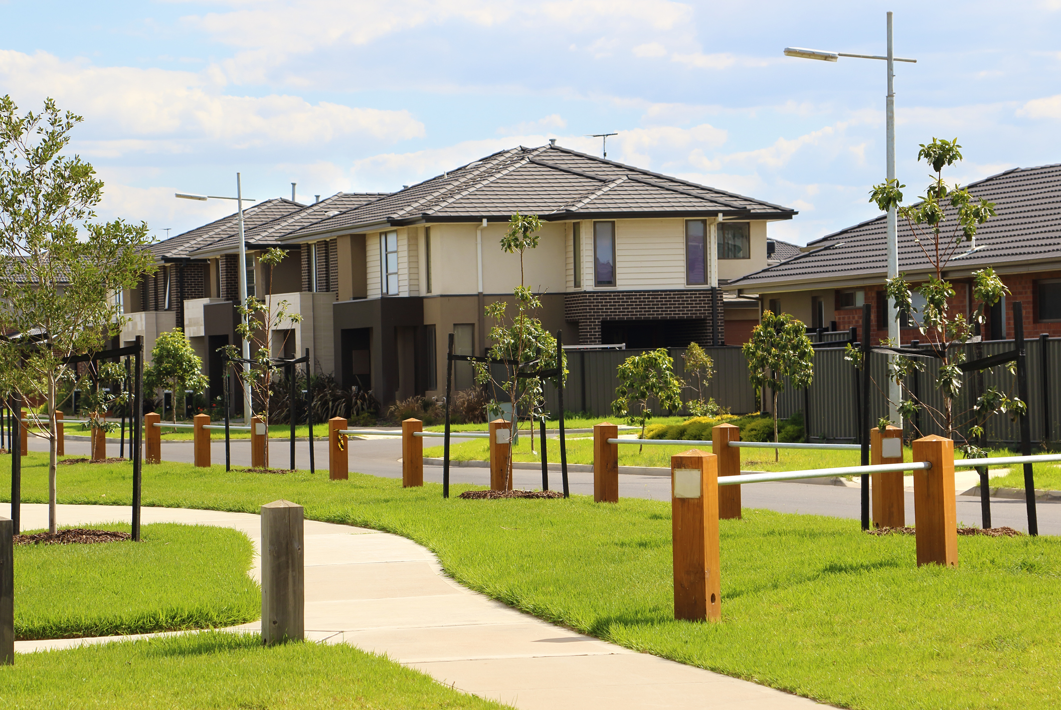 Modern houses in a suburban neighborhood